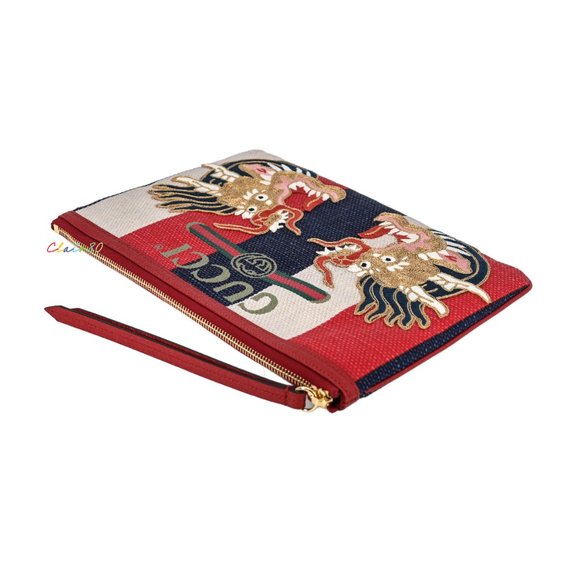 Gucci Red and Blue Dragon Clutch - Picture 2 of 8